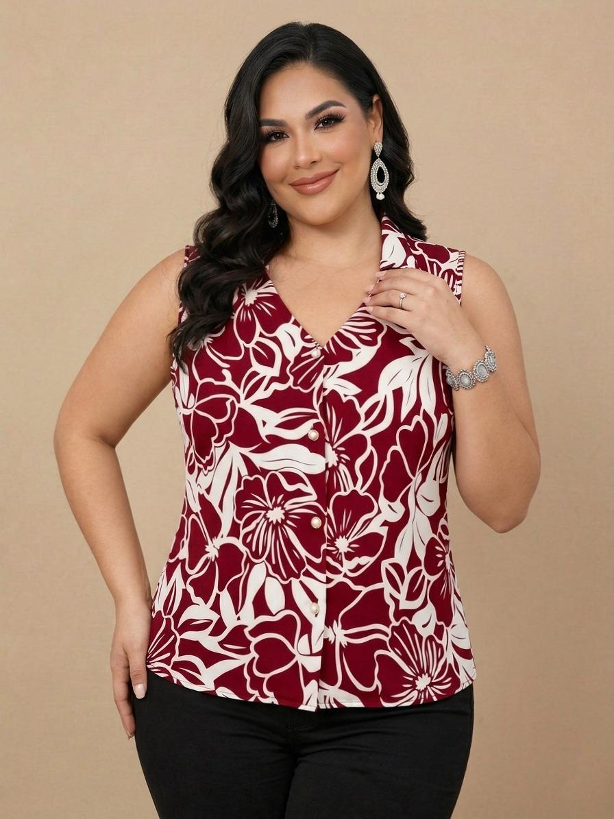 Blusa Floral Burgundy