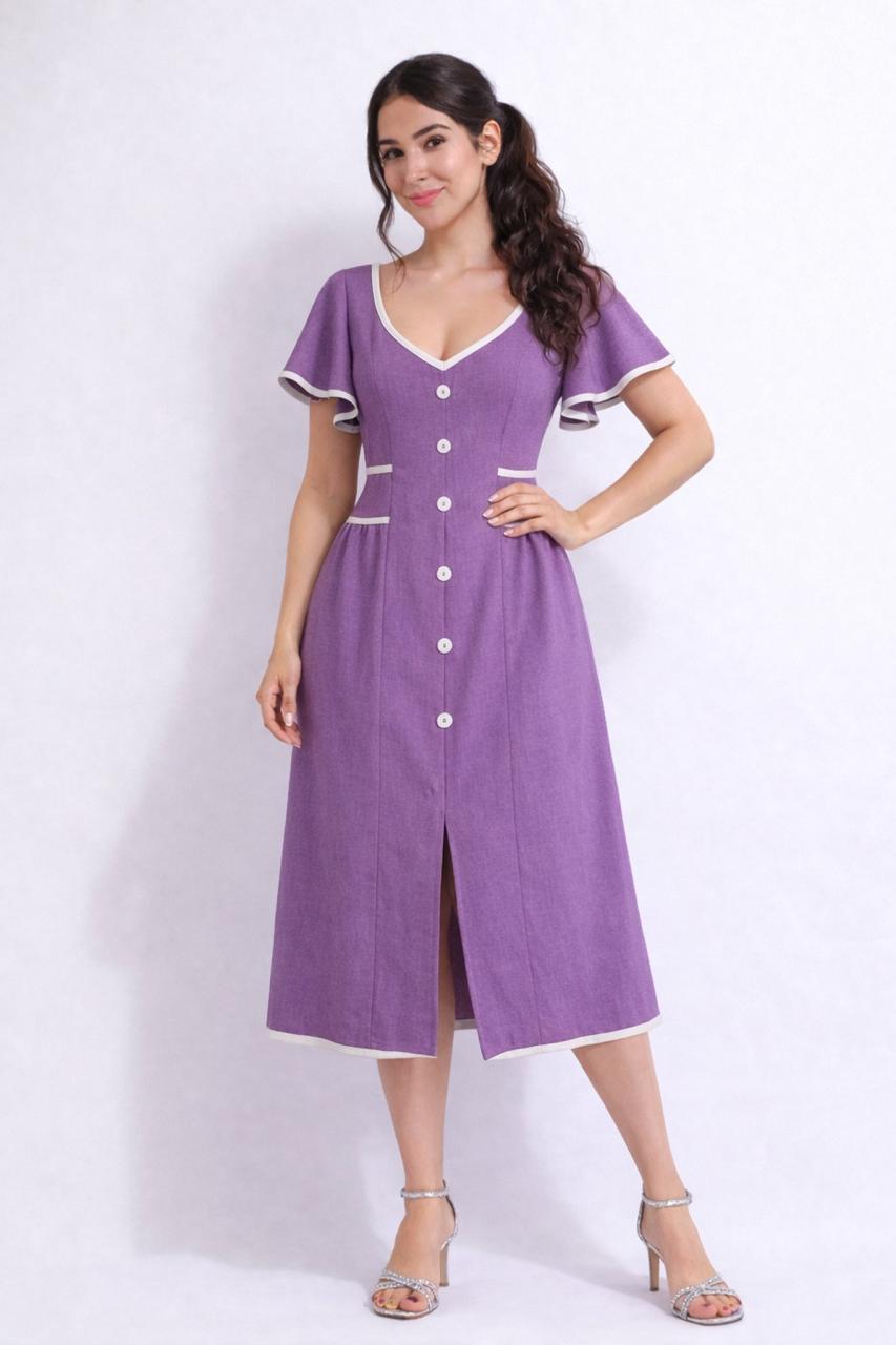 Vestido Lila Botones