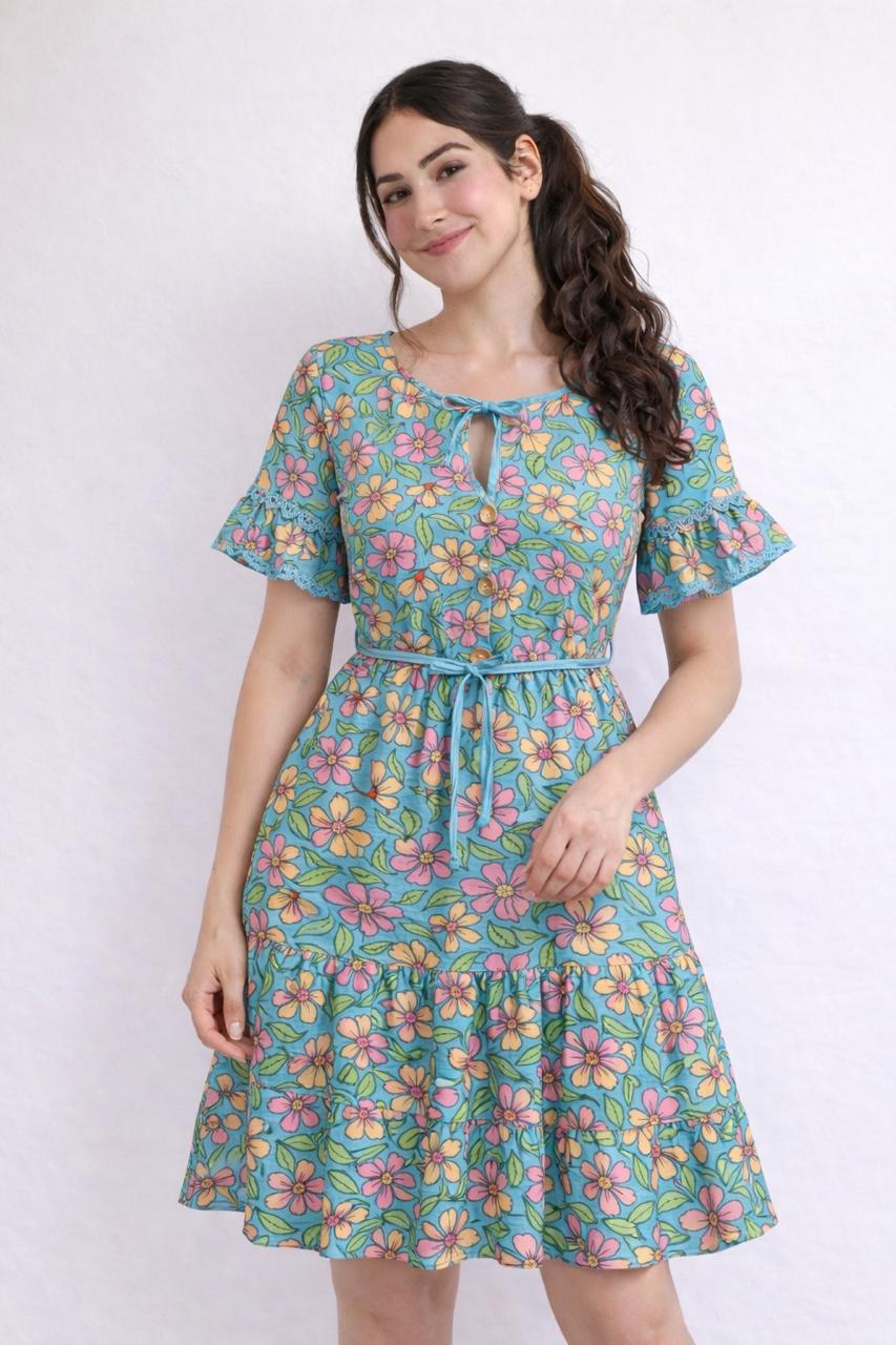 Vestido Floral Turquesa