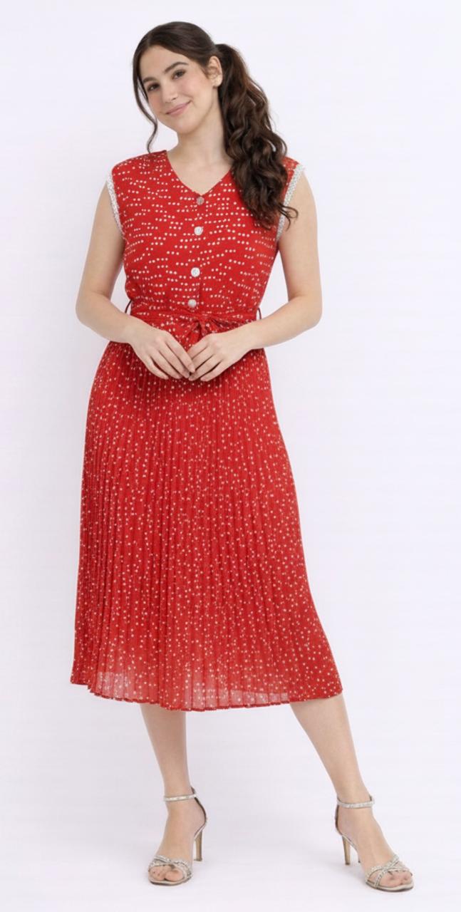Vestido Rojo Plisado