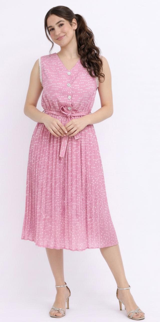 Vestido Rosa Plisado