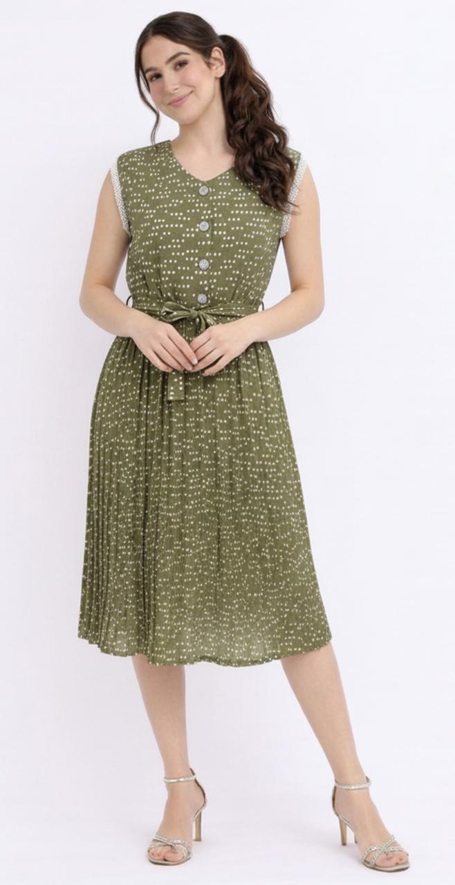 Vestido Oliva Plisado