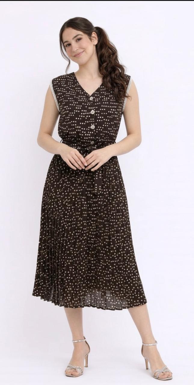 Vestido Café Plisado
